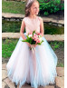 Blush And Soft Blue Glitter Tulle Flower Girl Dress Blush And Soft Blue Glitter Tulle Flower Girl Dress